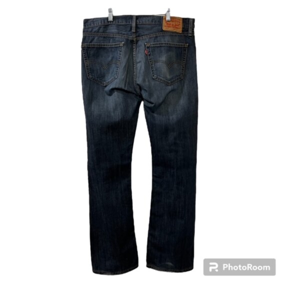 Levis 527 Mens Blue Dark Washed 100% Cotton Straight Leg Denim Jeans Sz 34x32 - Picture 2 of 14